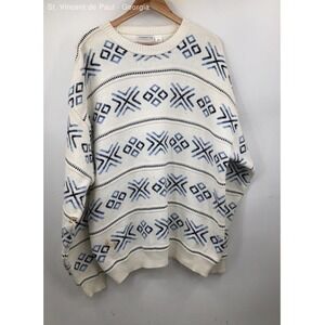 Claiborne Tight Knit Sweater Women's XL White Made In USA FLAWS